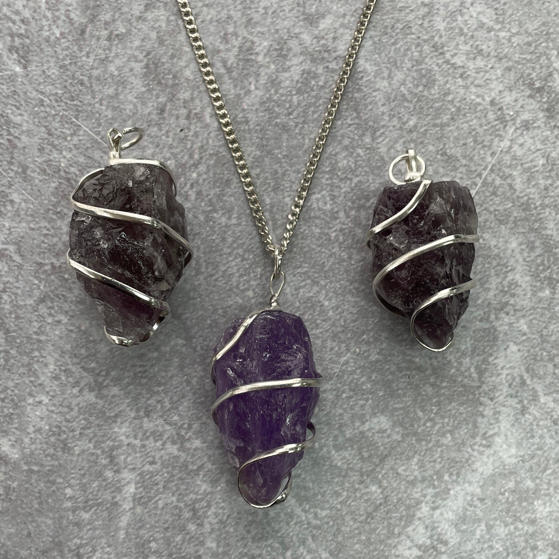 Wire Wrapped Rough Pendant - Amethyst Wire Wrapped Rough Pendant - Amethyst